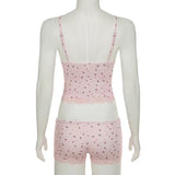Women's Floral Lace Camisole and Shorts Pajama Set V Neck Cami Top & Lace Trim Sleepwear Loungewear Two Piece Set