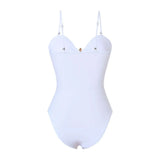 Vintage White Khaki Patchwork Swimwear Women 2026 Starfish Ornament Hollow Pleate One Piece Swimsuit Beach Bathing Suit Monokini