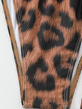 XS - XL Halter Leopard Beach Cover Up Bikini Women Swimwear Female Swimsuit Three-pieces Bikini Set Mini Micro Bathing Suit Swim