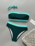 Sexy White Black Patchwork Bikini Set 2026 Women Bandeau Push Up Bra High Waist Swimsuit Beach Bathing Suit Holiday Swimwear