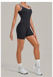 Women's Seamless Yoga Jumpsuits Sports Fitness Gym Sleeveless Backless Hip-lifting Shorts One-piece Training Workout Jumpsuit