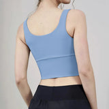 Women Sports Vest Sleeveless Round Neck Zipper Closure Fitness Bra Seamless Fabric Front Zipper Removable Chest Pad Underwear