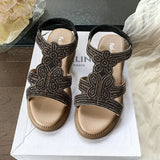 Fashion Women's Sandals Comfortable Women Shoes Rhinestones Wedge Sandals Summer 2026 New Roman Sandals