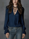 2026 Spring Women's Shirts European and American Fashion Long Sleeve Tops Solid Color Korean Style Lapel Shirts with Ruffles