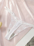 2pcs Ladies' New Lace Sexy Black And White Embroidered Flower Print Sexy Set Thong Underwear C2648
