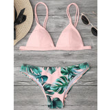 Leaves Print Bikinis Set For Women Swimwear 2024 Padded Push-Up Beachwear Bather Bathing Set Beachwear Summer Bikini Set Femme