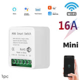 Mini 16A WiFi Switch Works with Tuya Smart Life App 2 Way Control Smart Home Automation Module Interruptor Work for Alexa Google