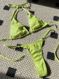 Halter Shiny PU Faux Leather Bikini Female Swimsuit Women Swimwear Two-piece Bikini Set Mini Micro Thong Bathing Suit Swim Lady