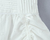 Foridol White Cotton Summer Women's Dress 2025 Off Shoulder Strapless Mini Beach Dress Casual Flower Embroidery Drawstring Dress