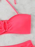Halter Bandeau Bikinis 2026 Women Sexy Swimsuit Solid Padded High Waist Swimwear Female Bathers Bathing Swimming Swim Suit