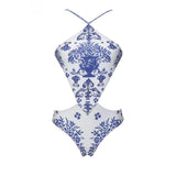 Retro 2Pcs One Piece Swimsuit Women Sexy Bikini Push Up Swimwear Female Halter Swim Suit Bandeau Biquini Beachwear Bathingsuit