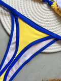 Solid color sexy embroidered Brazilian flag bikini set, women's swimsuit 2-piece set, summer beach bikini