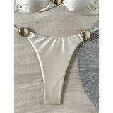 Sexy Metal Ring Bikini Women Swimwear Female Swimsuit Two-Pieces Bikini Set High Cut Leg Padded Bather Bathing Suit Swim V8311