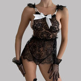 Toucheart Hot Floral Sleeping Skirt with Panty Cosplay See-through Seductive Slim Backless Women Interesting Premium Private Set