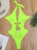 Lace up Halter Tummuy Cut Out Female Thong Swimwear One Piece Swimsuit Women Backless Monokini High Cut Bather Bathing Suit Swim
