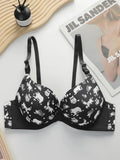 Women's Sexy Cartoon Design With Steel Ring Gathering Push Up Underwear Daily Casual And Comfortable Close Fitting Bra B6052