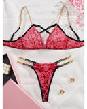 Toucheart Sexy Women's Underwear Set Embroidered Lace Chain Hollow Heavy Craftsmanship Two-piece Set High-quality Lingerie Set