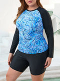 2026 Large Plus Size Black Swimsuit Women Two Pieces Long Sleeves Swimwear Female Bathers Bathing Swimming Swim Surf Suit 5XL
