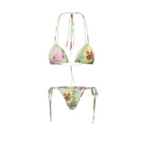 3Pcs Floral Bikini With Diamond Skirt Women Sexy Swimsuit Push Up Swimwear 2025 Bandeau Biquini Female Bathing Suit Beach Outfit