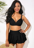 2026 Sexy Ruffled Swimsuit Women Push Up Cross Bikini Women Maple Print Gradient Beach Skirt Bathing Suit Skirt Swimwear Tankini