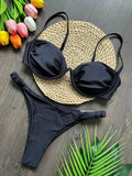 Sexy Steel bracket Solid color Bikini Set Women's Swimsuit Two-piece Triangle Swimwear Bathing Suit Brazilian Biquinis