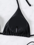 ZTVitality Sexy Set Damen Black Triangle Tie Side Bikini 2025 New Biquini Padded Pad Halter Backless Swimsuit Women Swimwear