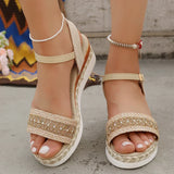 Zoki Plus Size Ankle Buckle Wedge Sandals for Women 2025 Summer Non Slip Beach Shoes Woman Lightweight Platform Sandles Female