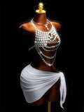 Sparkly Rhinestone Lingerie Body Chain Halter Neck Crystal Bra Crop Tank Tops for Women Body Jewelry Nightclub Rave Costume