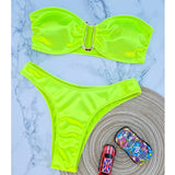 New Sexy Bandeau Strapless Bikini Female Swimsuit Women Swimwear Two-pieces Bikini set Padded Bather Bathing Suit Swim V4647D