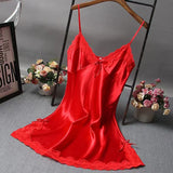 Women Lace Trim Camisole Nightgown V Neck Sleeveless Sleep Dress Soft Solid Color Sleepwear Loungewear Valentine Gift