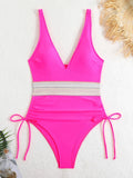 2026 Sexy Solid One Piece Swimsuit Women V-neck Drawstring Swimwear Female Bathers Bathing Swimming Swim Suit Beachwear