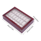 Wine-red MDF 44*29.5*9.7cm 24 Watch Box Glass Cover Watch Storage Box Retro Display Storage Box.
