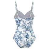 2024 Sexy Women Push Up One Piece Swimwear Girl Bikini Swimsuit White Print Summer Beach Skirt Bathing Suit Dress