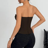 Spring Summer Women's Tank Top 2026 New Sexy Strapless Crop Top Fashion American Style Fishbone Corset Lady Night Club Camisole