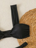 Strappy Bandeau Thong Bikinis 2026 Women Sexy Swimsuit Solid Brazilian Swimwear Female Bathers Bathing Swimming Swim Suit