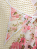Ladies Pink Cute Floral Semi-Transparent Sleepwear with Lace Design Elegant Comfortable Girlhood Style Nightgown