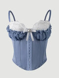 Sexy Top Mesh Lace Patchwork Cotton Hot Girl Fishbone Strap High-end Wear Top For Women Bowknot Pure Desire Vest Charming PWGG