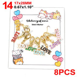 Cat Knitting Stitch Markers Metal Animal Enamel Charms Crochet Locking Knitting Markers Sew Accessories