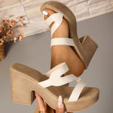 Summer Retro Pu Super Heel Slippers for Women 2025 Non-Slip Solid Wedges Women\'s Slippers Casual Open Toe Slides Female