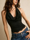 Phantasy Chic Black Halter Top Women Fashion Lace Crop Top Lady Sexy Backless Camisole Night Out Streetwear 2026 Summer Clothes