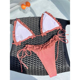 XS - L Shiny Frilled Halter Strappy Bikini Women Swimwear Female Swimsuit Two-pieces Bikini set Bather Bathing Suit Swim K7061