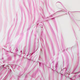 DEKA Sold Triangle Bikini Set Blouse Swimsuit Women Printed Halter Swimwear Cover Up Beach Wear 3 Pieces Sheer Bathing Suit