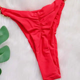 DEKA Brazilian Chain Bikini Set Women's Swimsuit Stylish Solid Thong Swimwear Diamond Separate Beachwear Bathing Suit