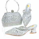 Doershow High Quality African Style Ladies Shoes And Bags Set Latest gold Italian Shoes And Bag Set For Party  1-10
