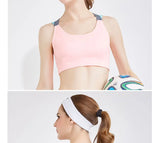 Sports Bra Women Patchwork Cross Back Straps Jogging Gym Crop Top Female Tops Fitness Yoga Shockproof Vest Sport Bras for Women