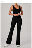 Women's Seamless Yoga Jumpsuits Sports Fitness Sleeveless Hip-lifting Flared One-piece Workout Gym Training Slim Fit Bodysuits
