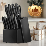 Stainless Steel Kitchen Knife Set With Block Sharpener Scissors