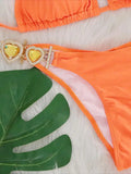 3PCS Halter Jewelled Diamond Bikini Women Swimsuit Female Swimwear Three Pieces Bikini Set Brazilian Hairband Bathing Suit Swim