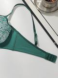 fashion Vintage Elegant French Lace Women's Bra Sexy Lingerie Green Underwear Four Seasons Brassiere MR2986