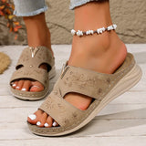 Summer Lightweight Wedges Slippers Women Metal Decor Plus Size 36-43 Beach Sandals Woman Comfortable Printed Platform Sandles
